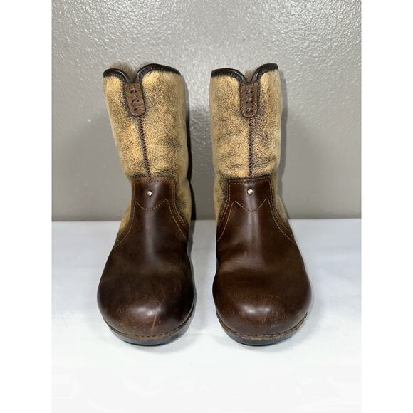 Dansko Harper Brown Oiled Leather Shearling Lined Calf Foldover Ankle Boots US 8 - Picture 2 of 12
